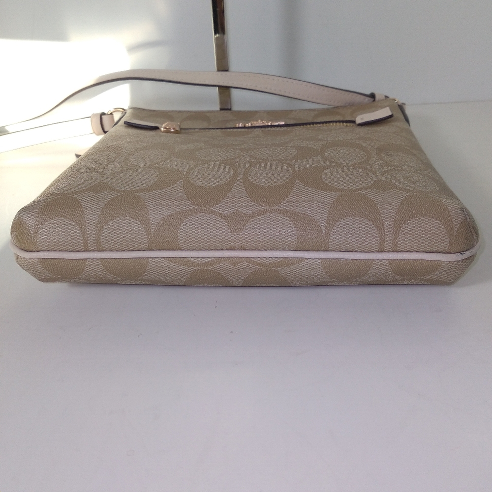 Coach Signature Leather Canvas Light Khaki Mini Rowan File Crossbody Bag Set - Picture 5 of 16